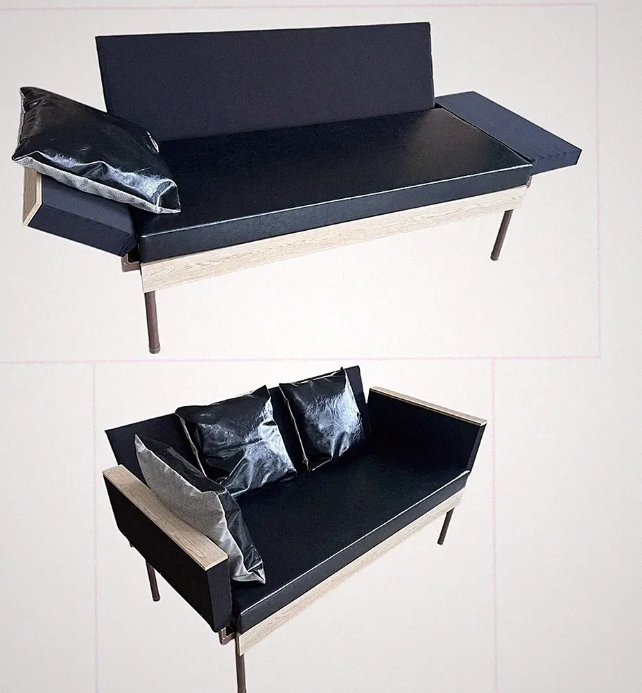 65"-79" Black Sofa Daybed, Rotating Armrests for the Perfect Lounging Position