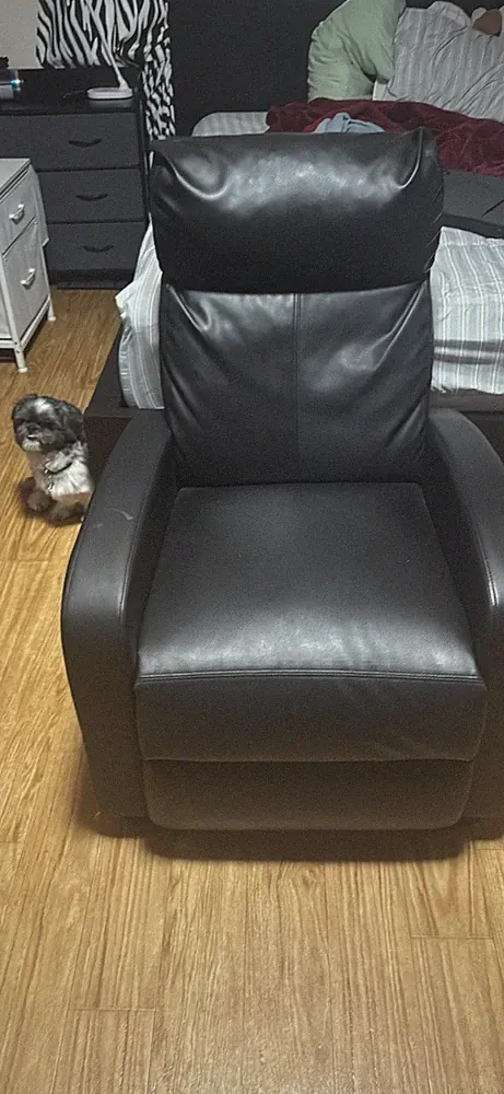 Black Faux Leather Recliner Chair Contemporary Modern Indoor Armchair