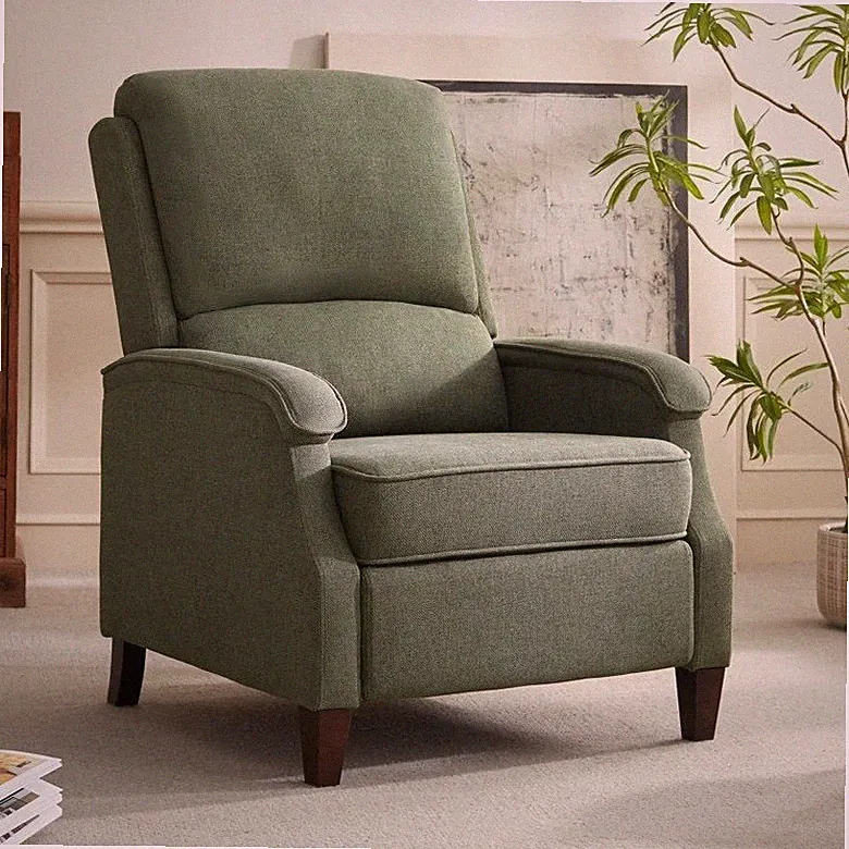 Green Fabric Manual Pushback Arm Chair Recliner Armchair Recliners Chairs Olive