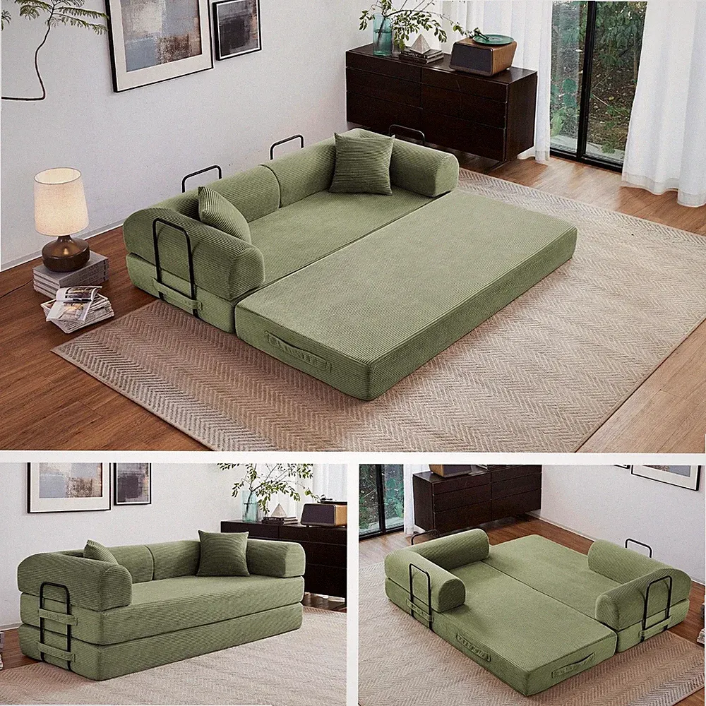 King Size 5-In-1 Folding Convertible Sofa Bed Floor Couch Futon Pull-Out Sleeper