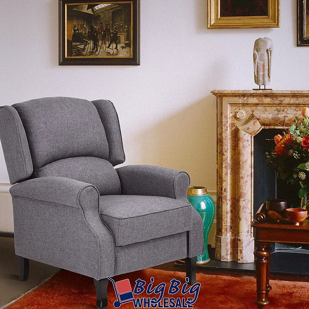 Manual Push Back Recliner Lounge Chair Single Armchair Living Room Home Couch